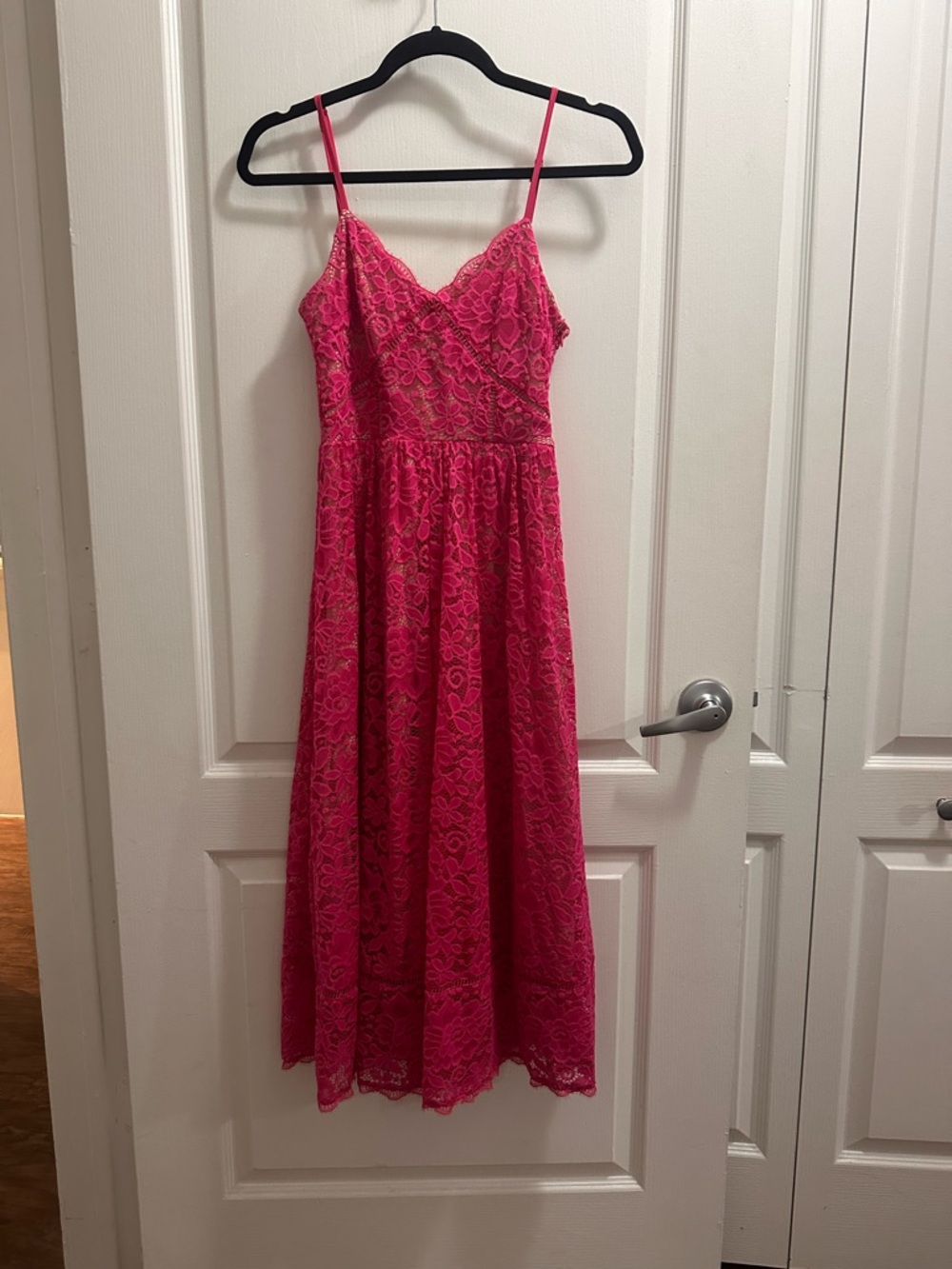 NSR Pink Lace Midi Dress